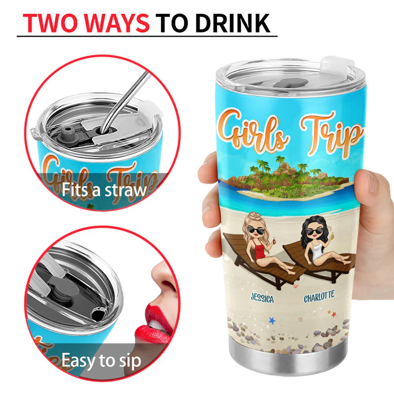 Bestie Girls Trip Here's To Another Year - Gift For Best Friends - Personalized Custom Tumbler - Image 4