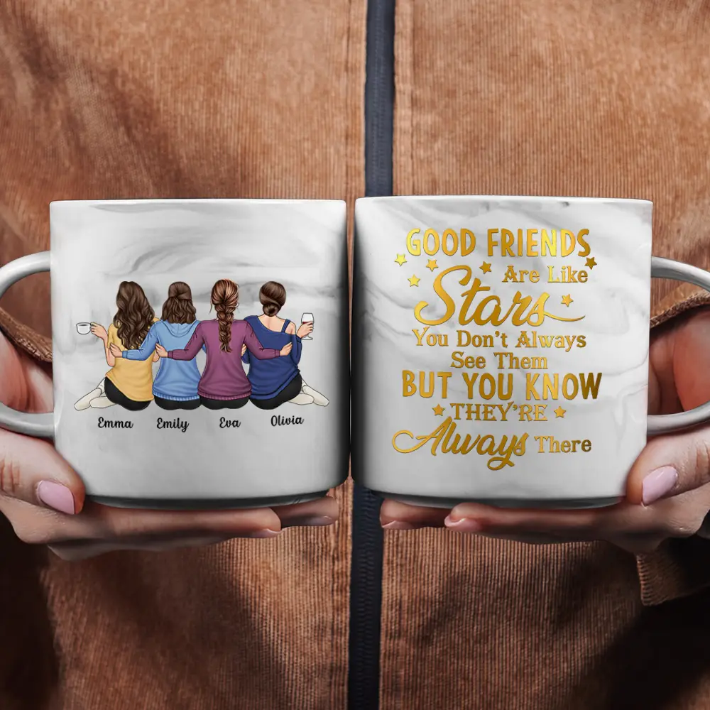 Bestie Good Friends Are Like Stars - Personalized Marble Mug - Image 2