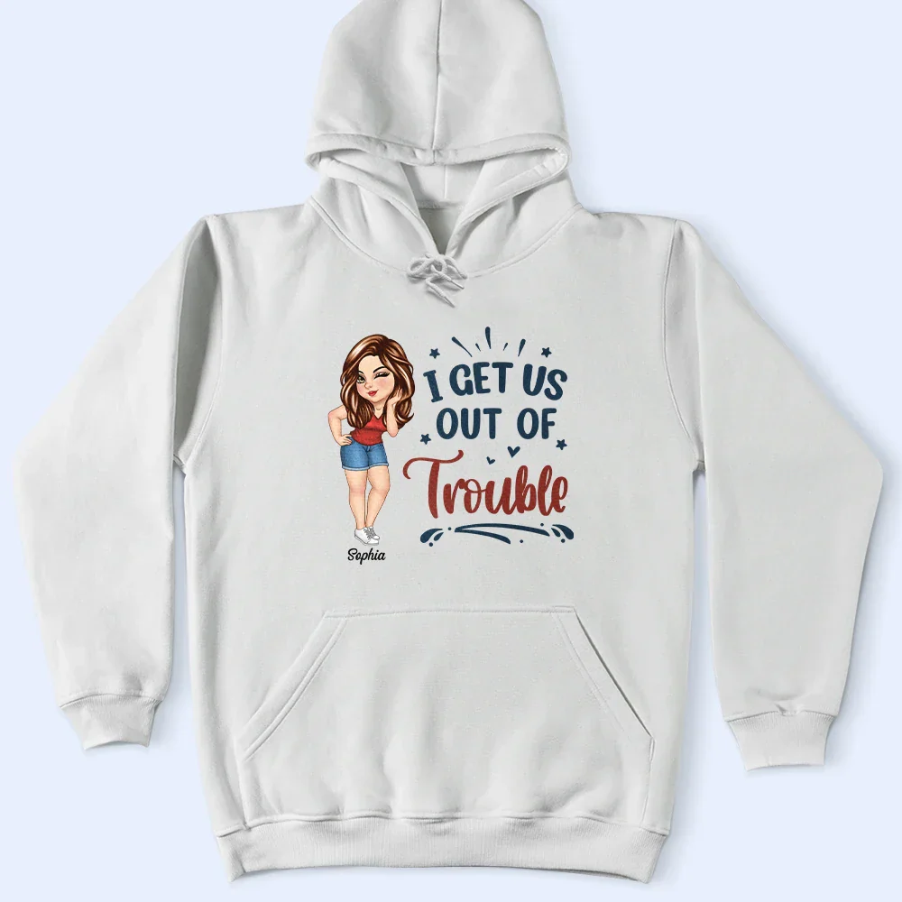 Bestie I Get Us Into Trouble - Personalized T Shirt - Image 4