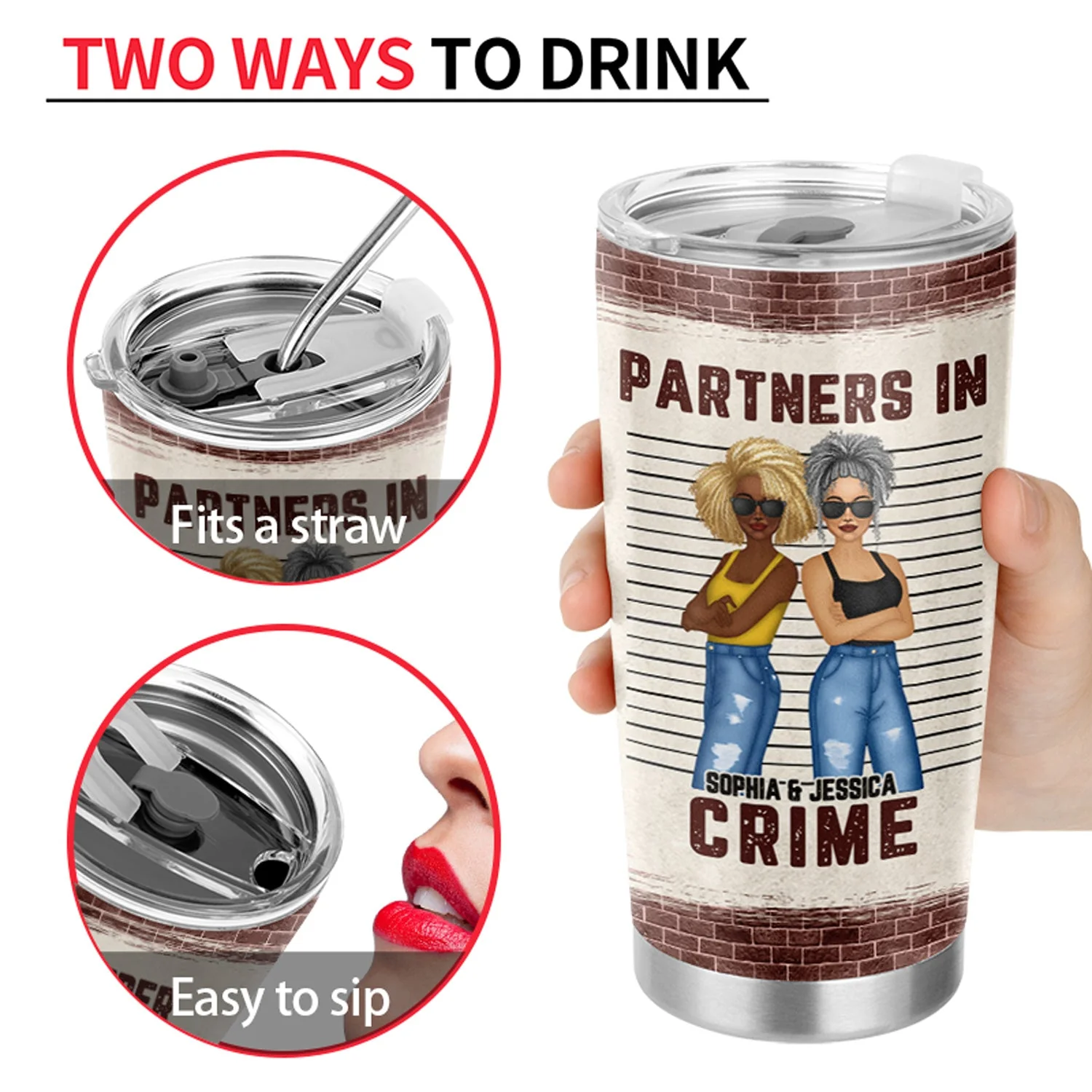 Bestie If We Get Caught Partners In Crime - Personalized Custom Tumbler - Image 4