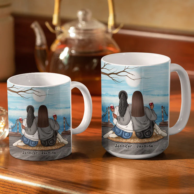 Bestie Laugh A Little Harder - Gift For Bff - Personalized Custom White Edge-to-Edge Mug - Image 3