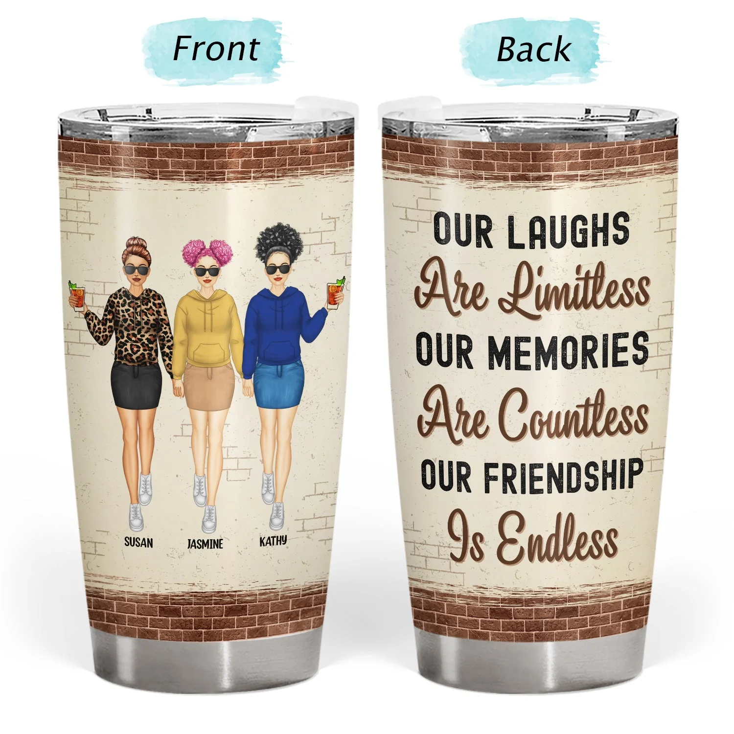 Bestie Our Friendship Is Endless - Gift For Besties - Personalized Custom Tumbler - Image 3