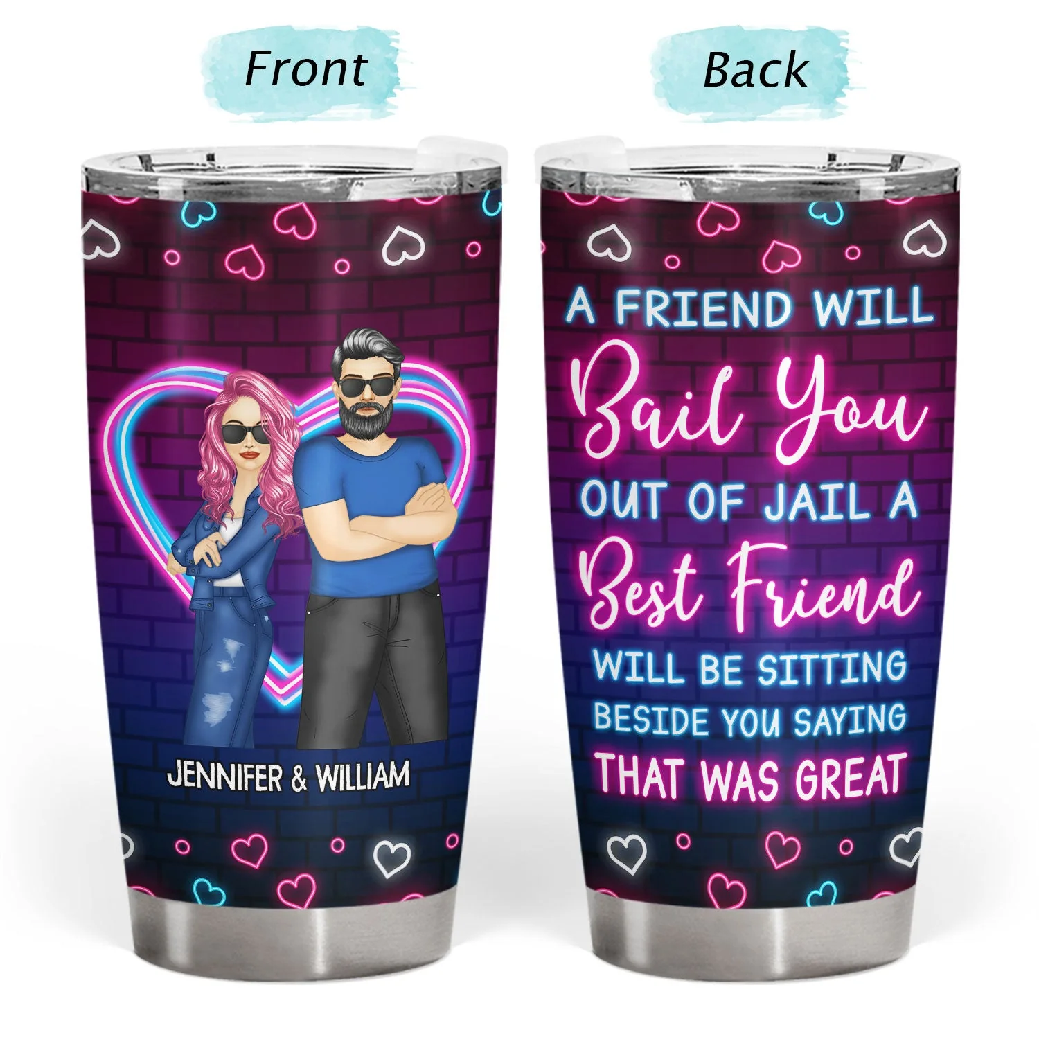 Bestie Partners In Crime - Gift For Besties - Personalized Custom Tumbler - Image 3