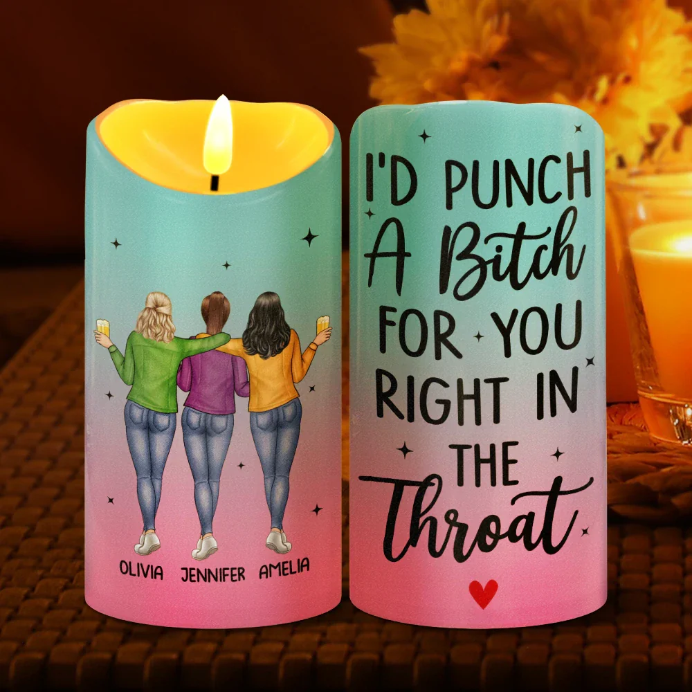 Bestie Right In The Throat - Personalized Flameless LED Candle - Image 2