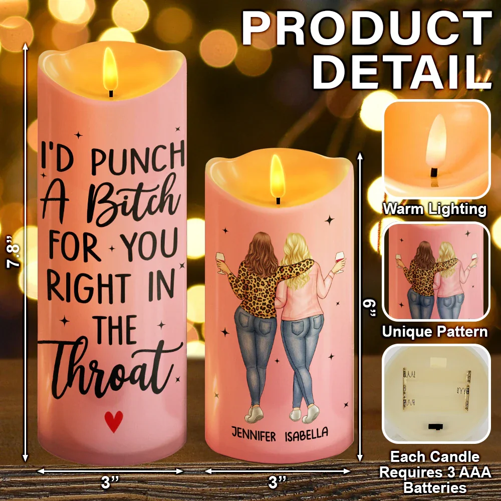 Bestie Right In The Throat - Personalized Flameless LED Candle - Image 5