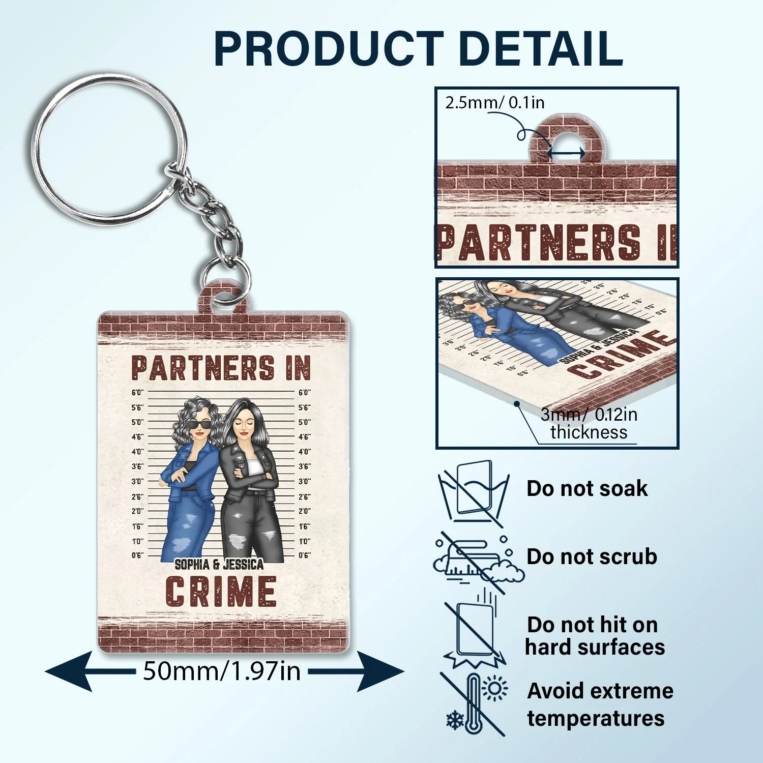 Bestie Sibling If We Get Caught - Gift For Bestie - Personalized Custom Rectangle Acrylic Keychain - Image 5