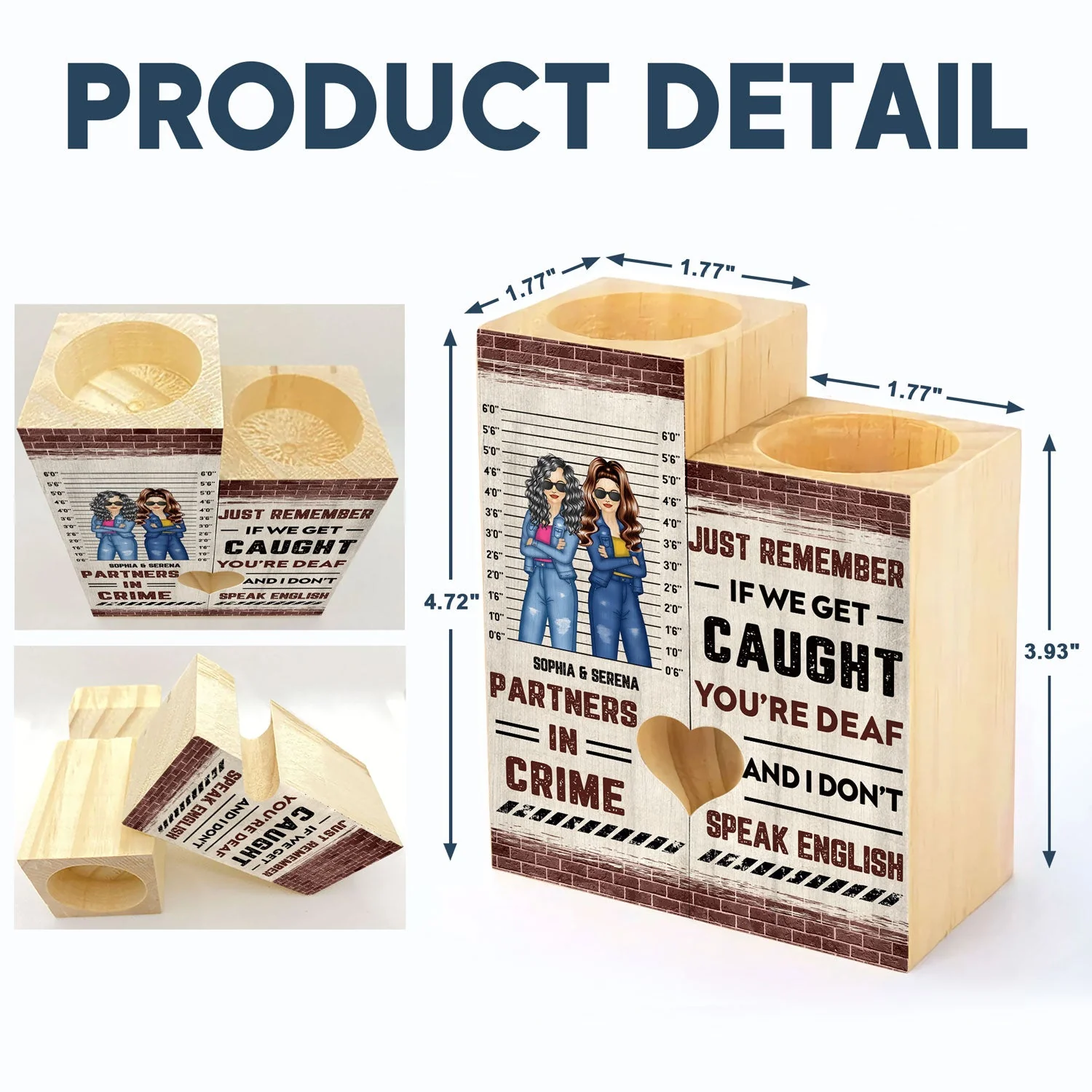 Bestie Sibling Partners In Crime If We Get Caught - Personalized Custom Candle Holder - Image 4