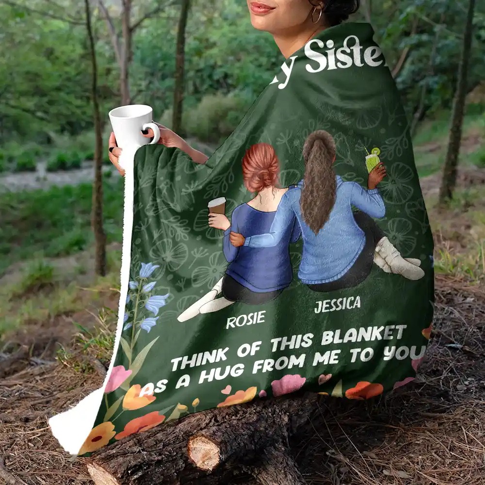 Bestie Sister A Hug From Me To You - Personalized Fleece Blanket, Sherpa Blanket - Image 5