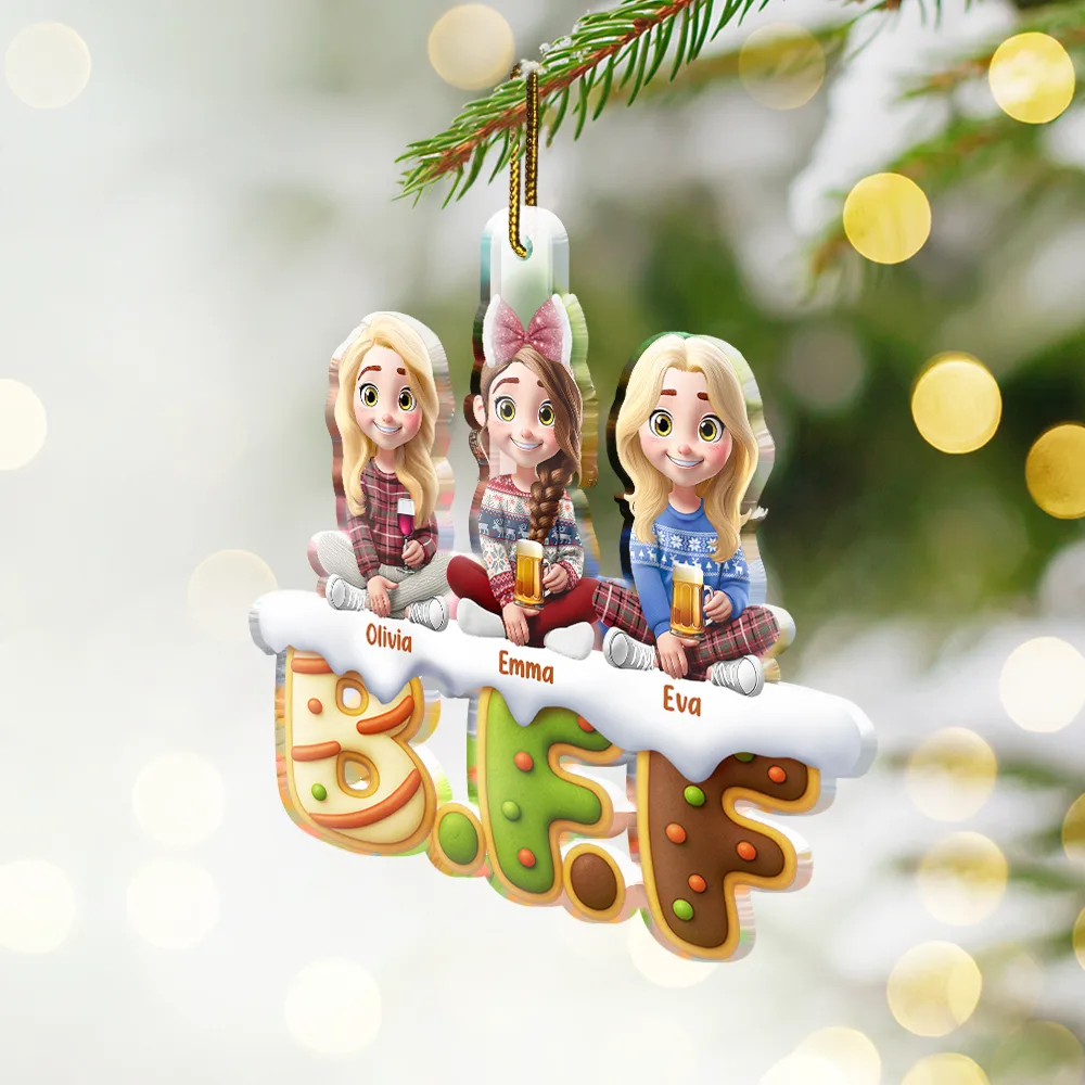 Bestie Sister Cake Cookie Tree - Personalized Custom Shaped Acrylic Ornament - Image 2