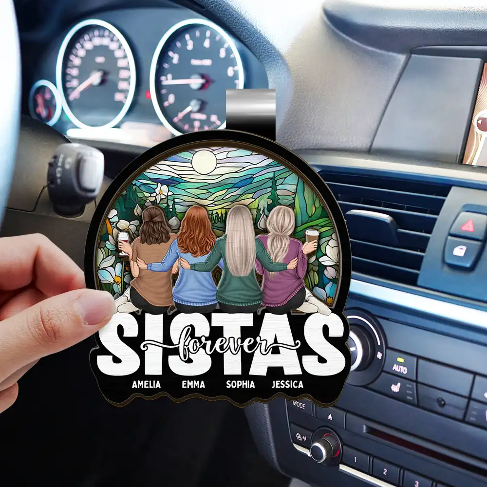 Bestie Sisters Forever - Personalized Custom Shaped Car Visor Clip - Image 3