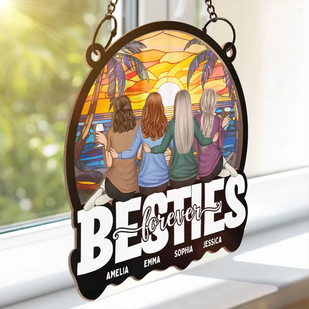 Bestie Sisters Forever - Personalized Window Hanging Suncatcher Ornament - Image 3