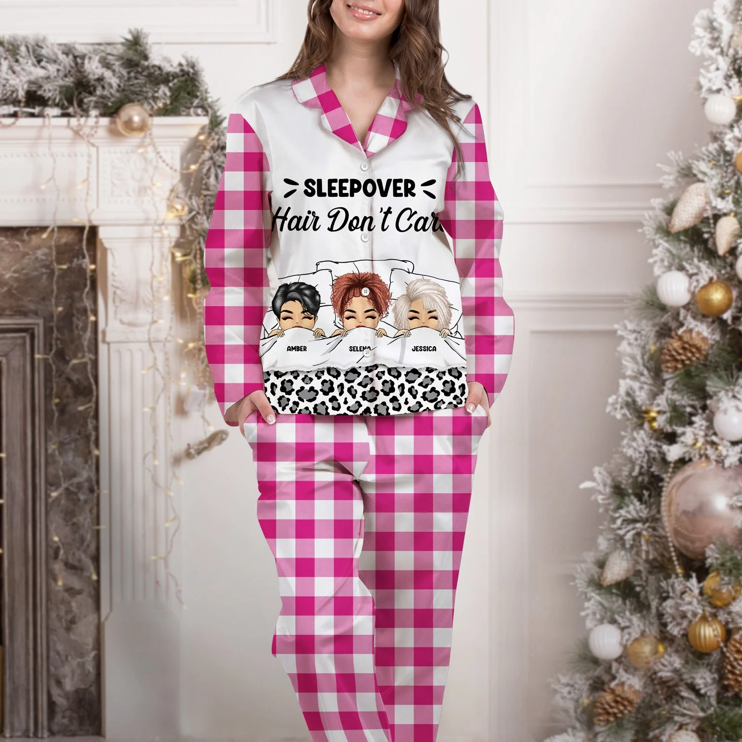 Bestie Sleepover Party Pajamas - Gift For Besties - Personalized Long Pajamas Set - Image 3