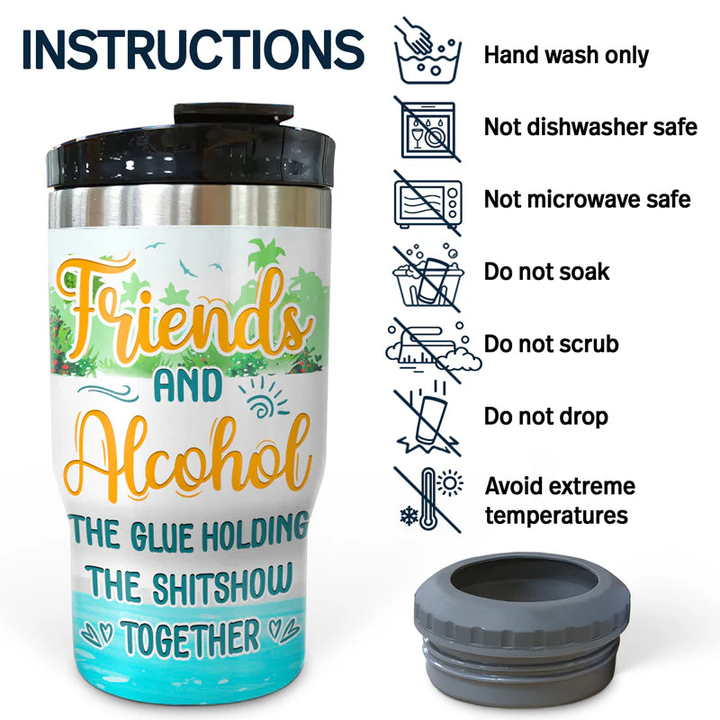 Bestie Swimming Pool The Girls Are Drinking - Personalized Custom Triple 3 In 1 Can Cooler - Image 5