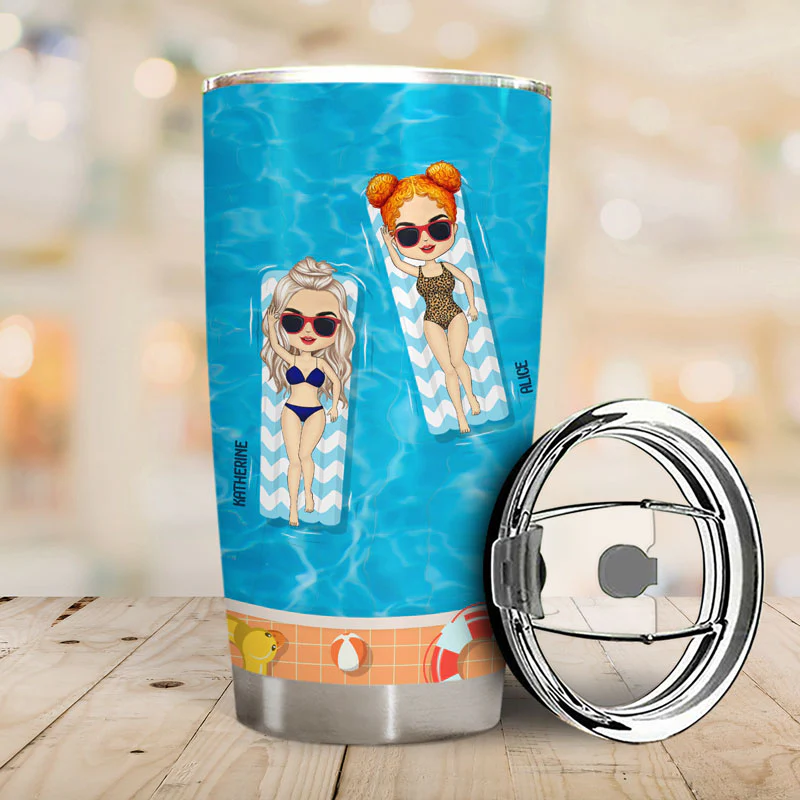 Bestie Swimming Pool The Memories Will Last Forever - Personalized Custom Tumbler - Image 2