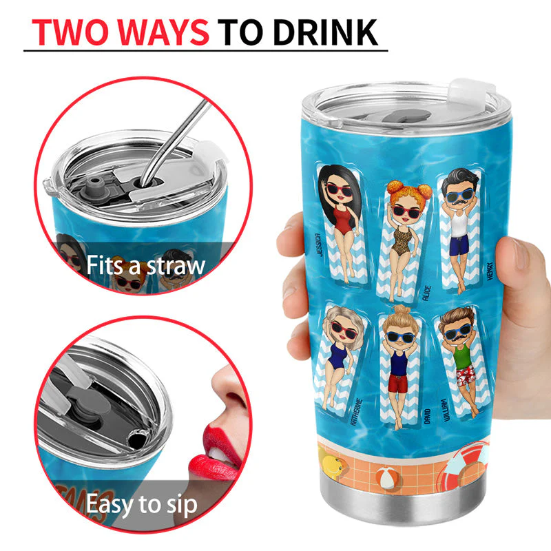Bestie Swimming Pool The Memories Will Last Forever - Personalized Custom Tumbler - Image 4