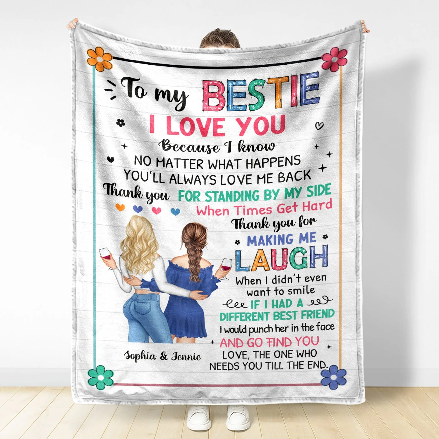 Bestie To My Bestie Flower - Gift For Besties - Personalized Fleece Blanket - Image 2