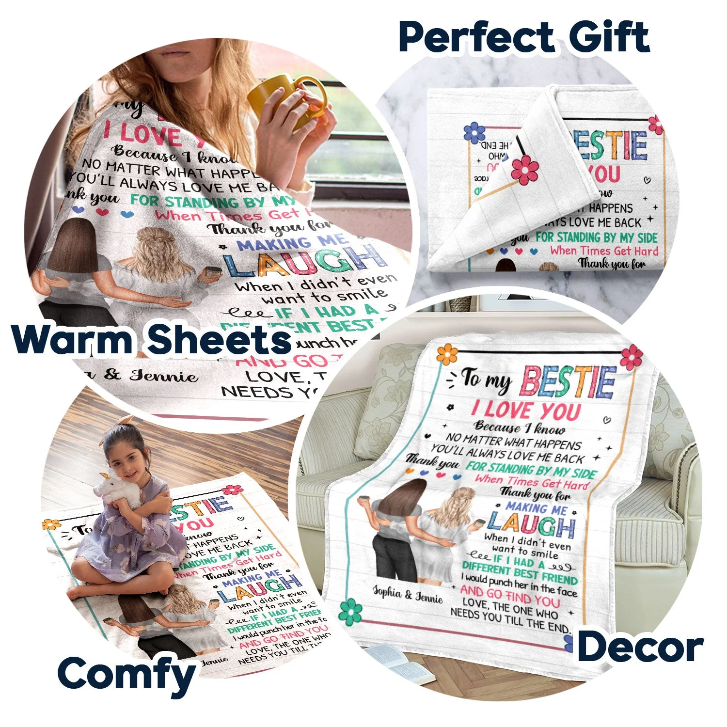 Bestie To My Bestie Flower - Gift For Besties - Personalized Fleece Blanket - Image 5