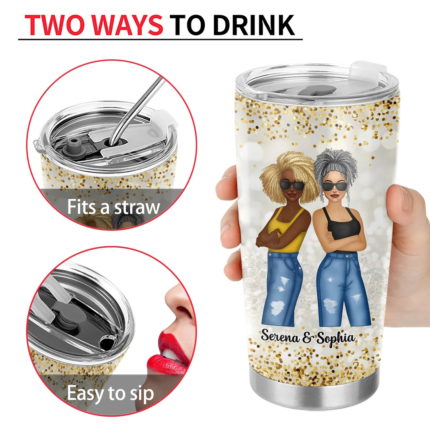 Bestie To My Bestie Unbiological Sister - Gift For Bestie - Personalized Tumbler - Image 4