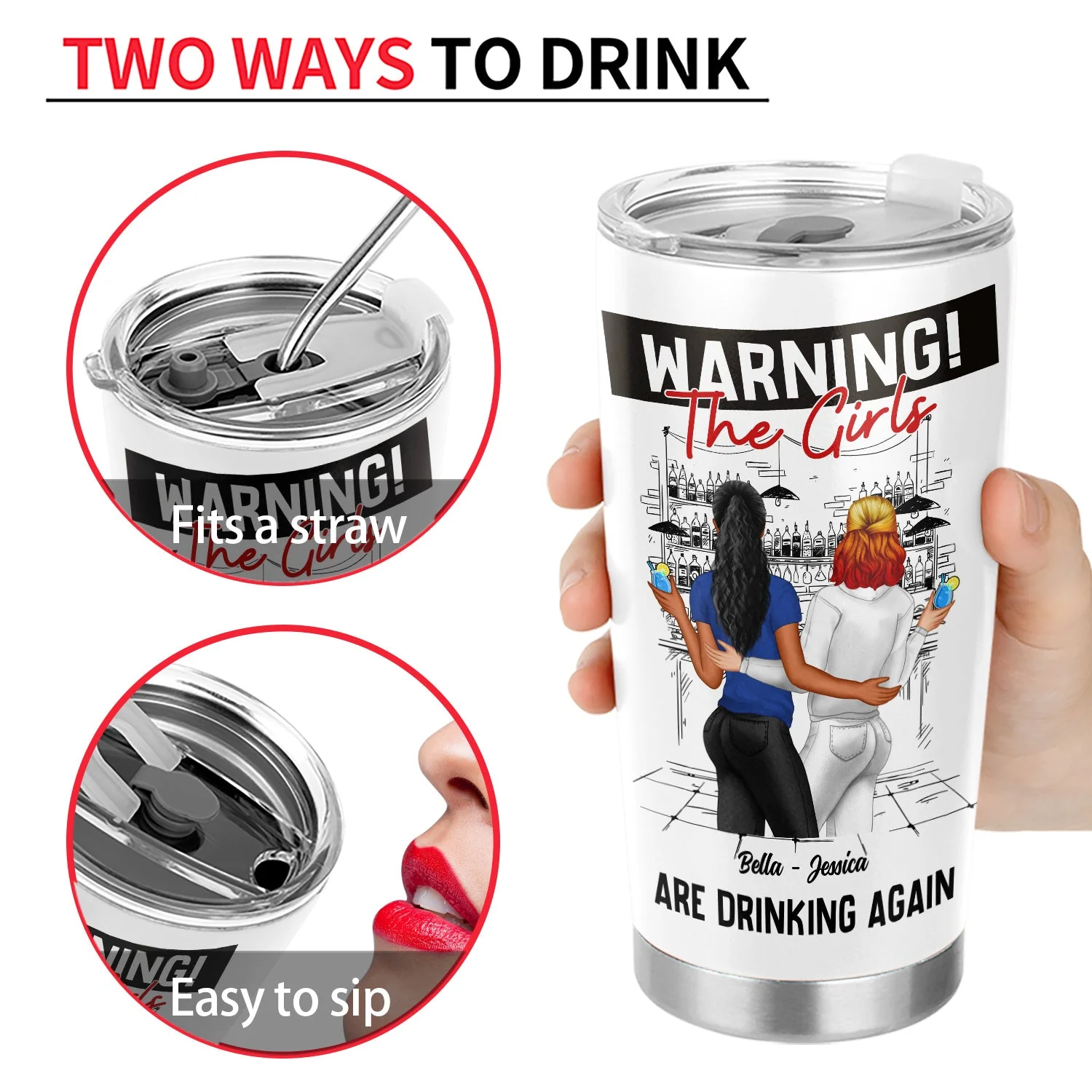 Bestie Warning The Girls Are Drinking Again - Gift For Besties - Personalized Tumbler - Image 4