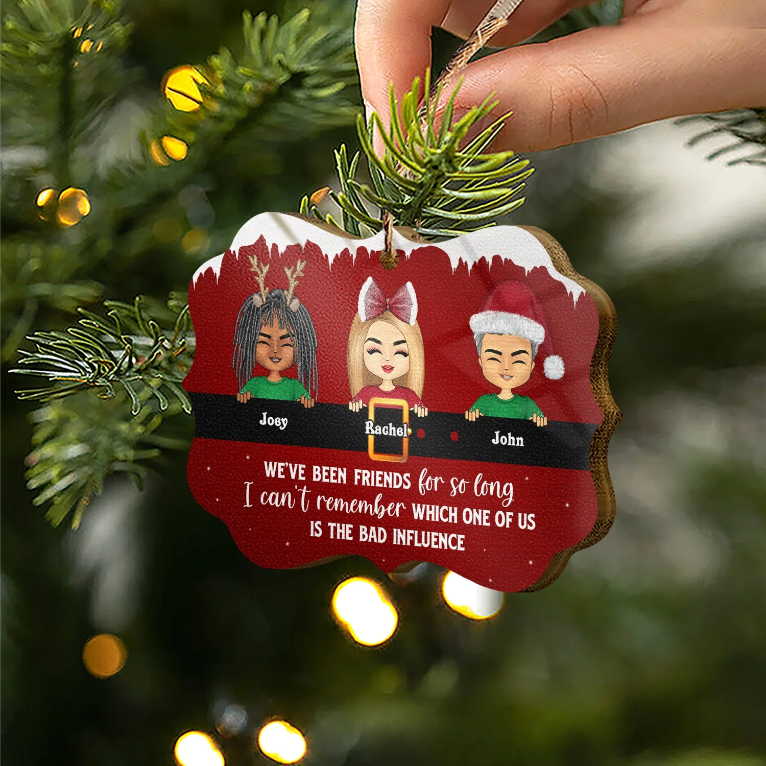 Bestie Which One Is The Bad Influence - Gift For Best Friends - Personalized Custom Wooden Ornament, Aluminum Ornament - Image 4