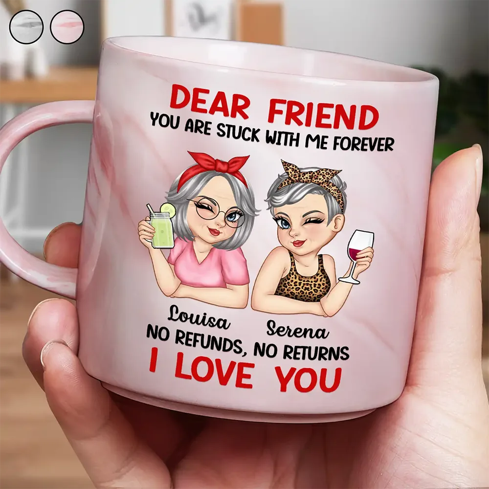 Bestie You Are Stuck With Me Forever - Personalized Marble Mug - Image 2