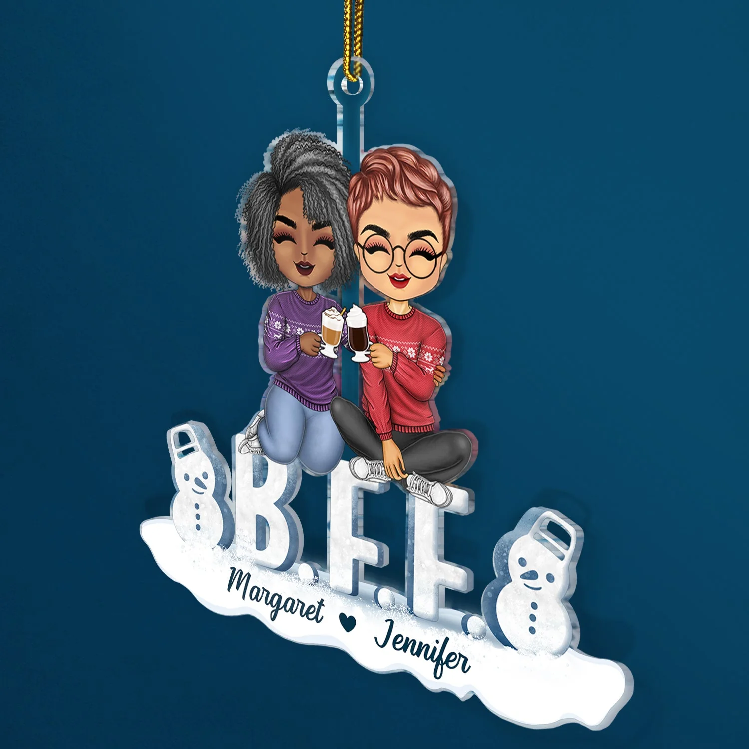 Besties Best Team Forever - Christmas Gift For Colleagues And Best Friends - Personalized Cutout Acrylic Ornament - Image 2