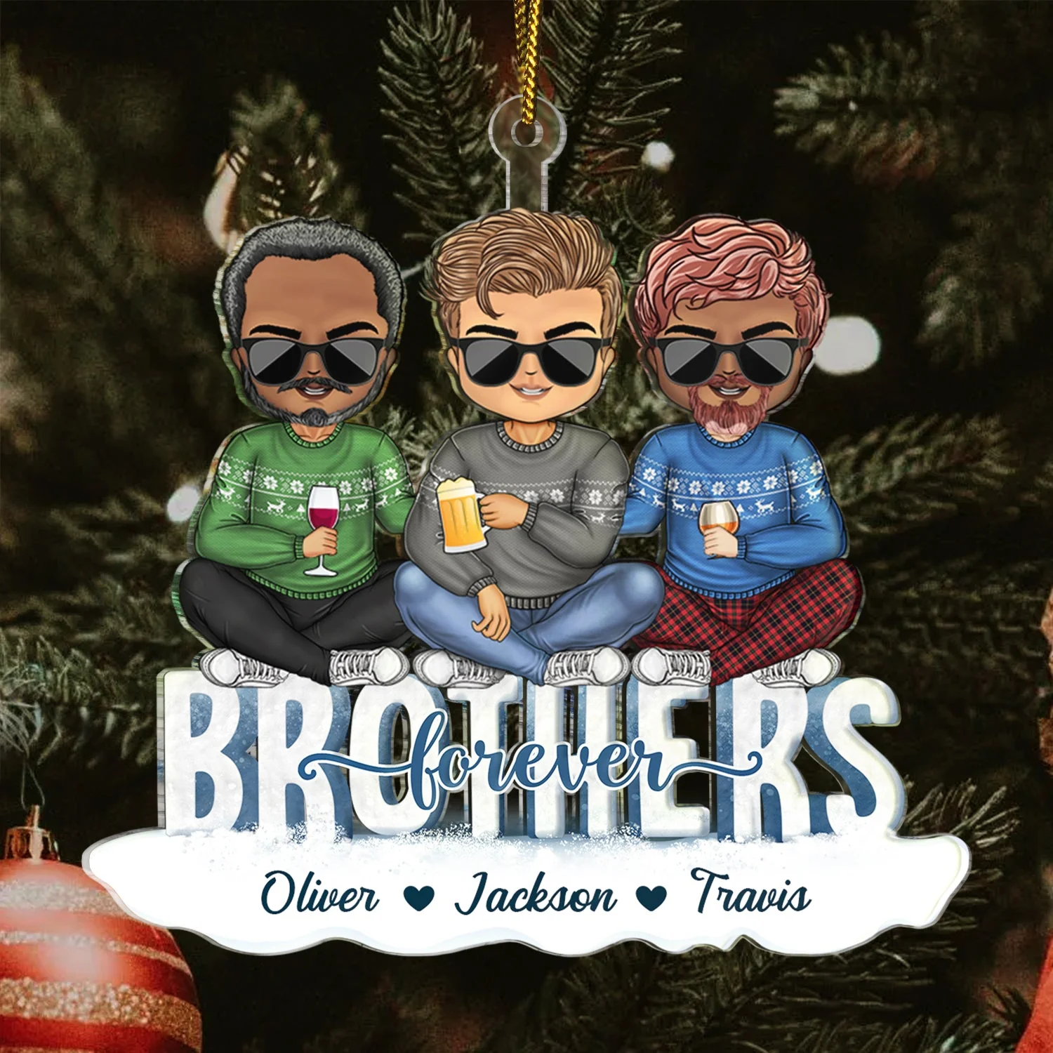 Besties Best Team Forever - Christmas Gift For Colleagues And Best Friends - Personalized Cutout Acrylic Ornament - Image 3