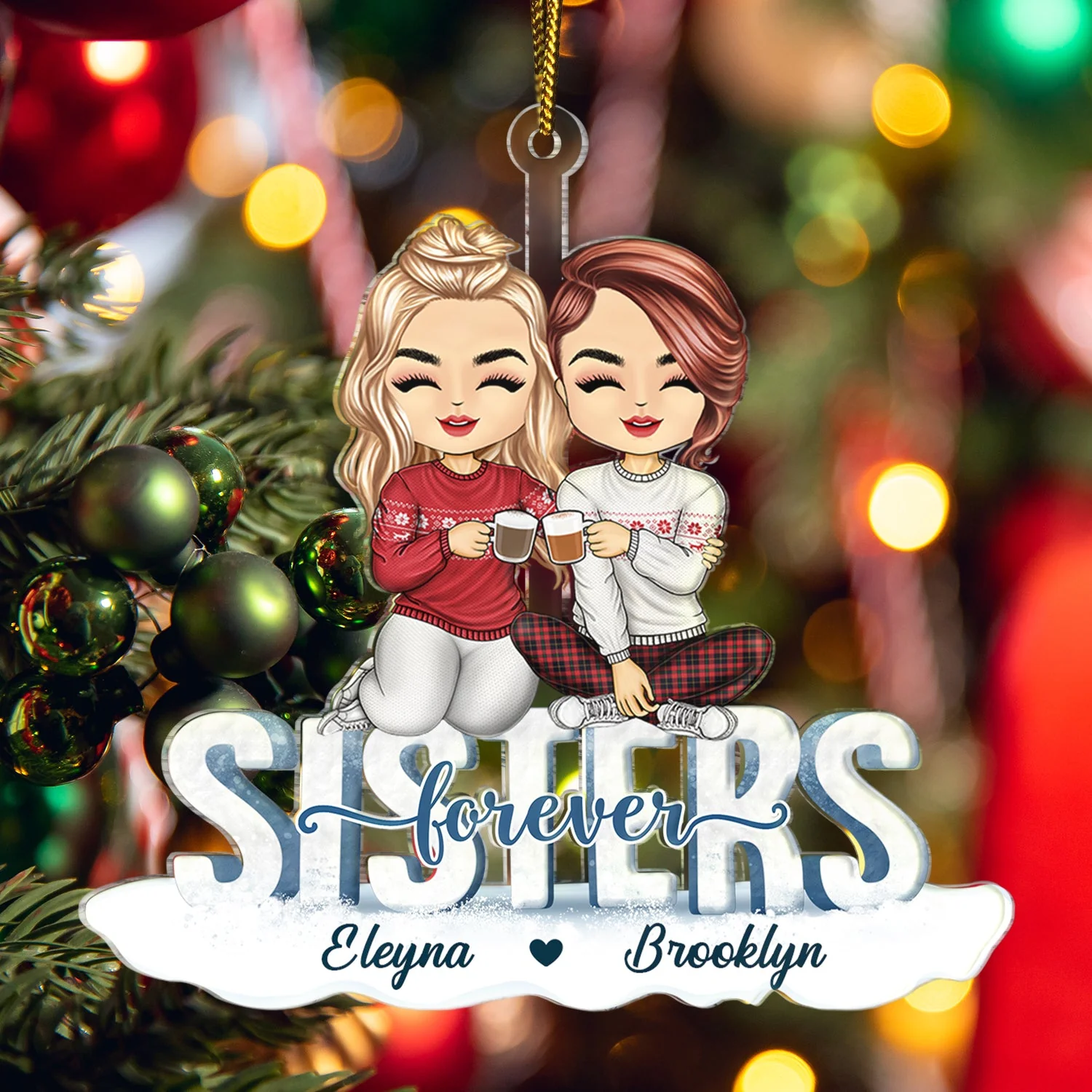 Besties Best Team Forever - Christmas Gift For Colleagues And Best Friends - Personalized Cutout Acrylic Ornament - Image 5
