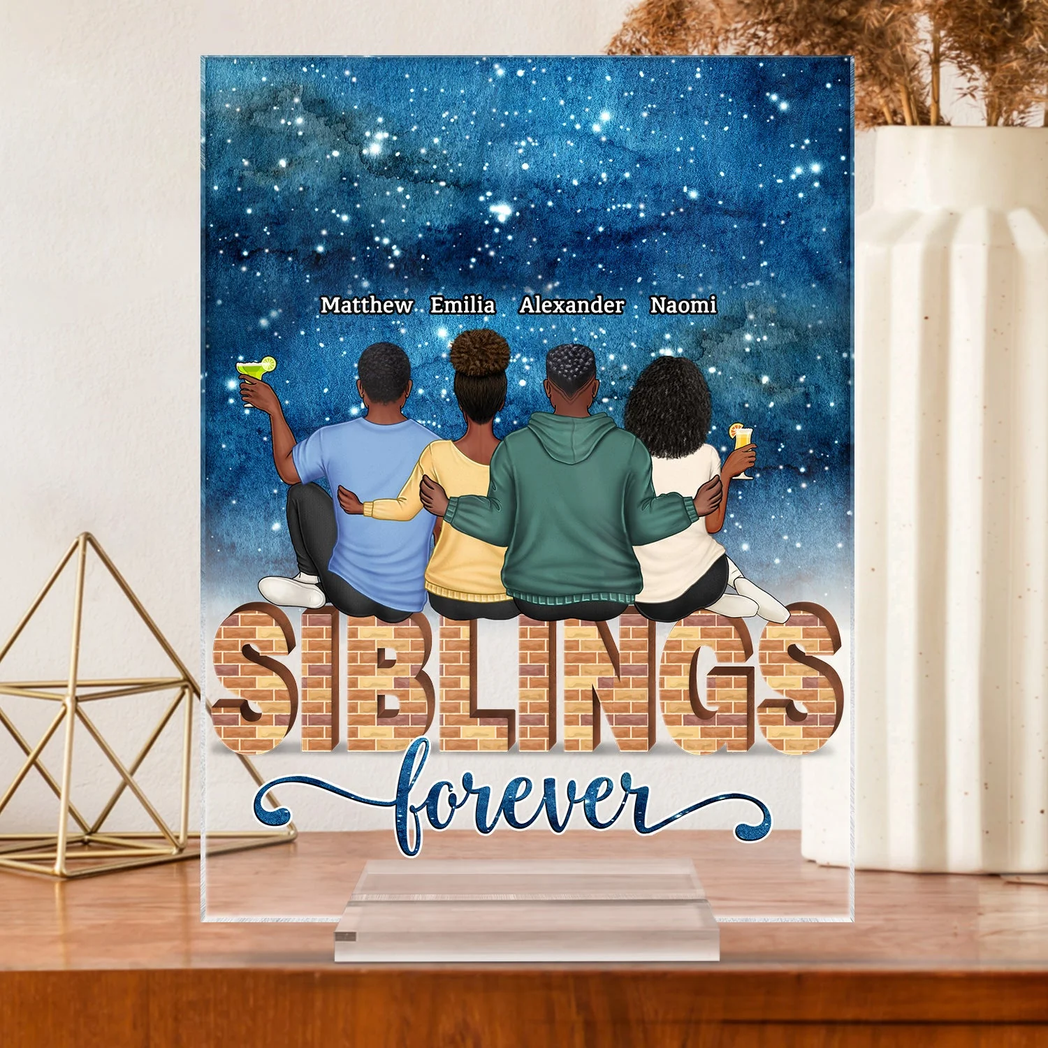 Besties Brothers Sisters Sibling Forever The Greatest - Gift For Family And Friends - Personalized Custom Vertical Rectangle Acrylic Plaque - Image 3