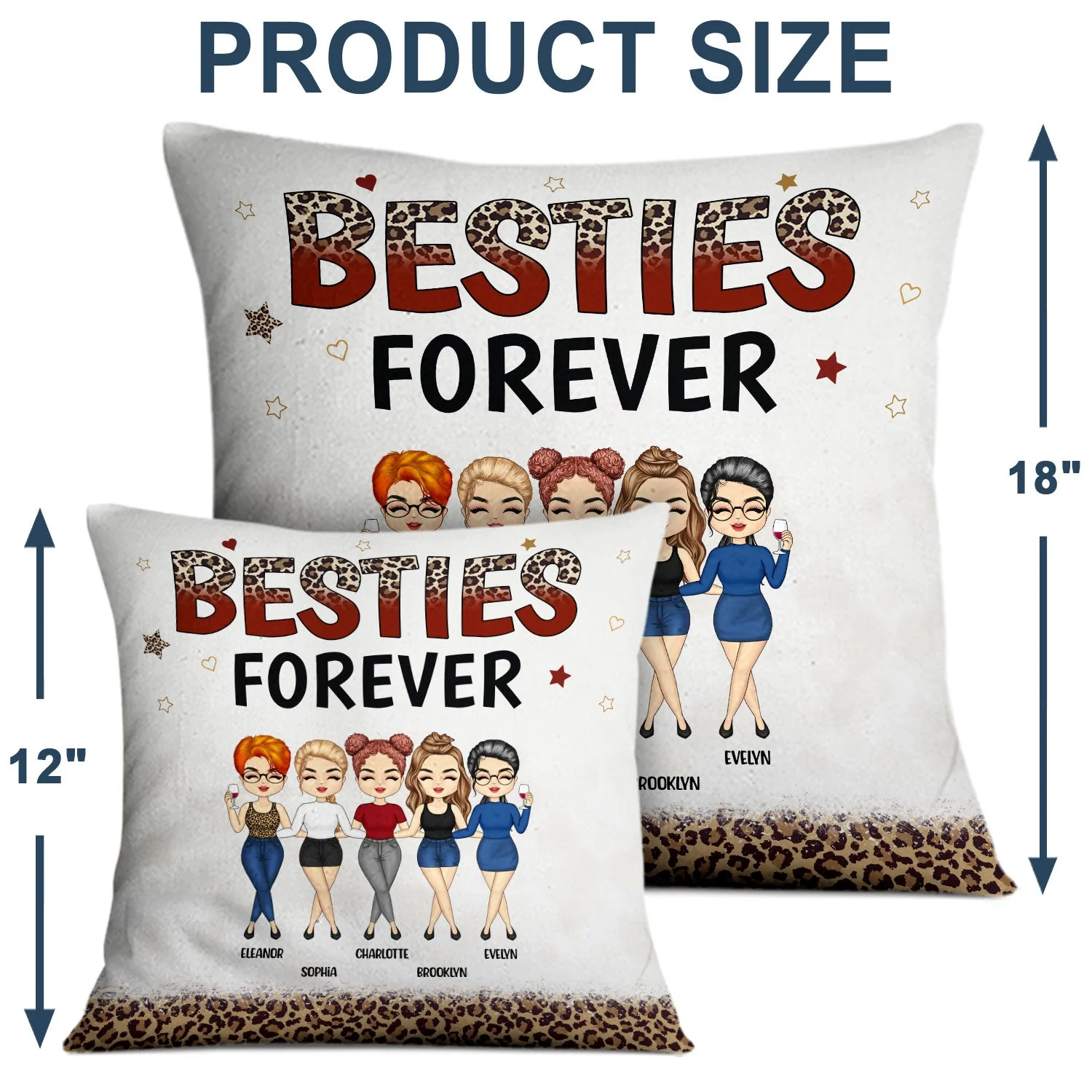 Besties Forever Chibi - Gift For Best Friends - Personalized Custom Pillow - Image 4