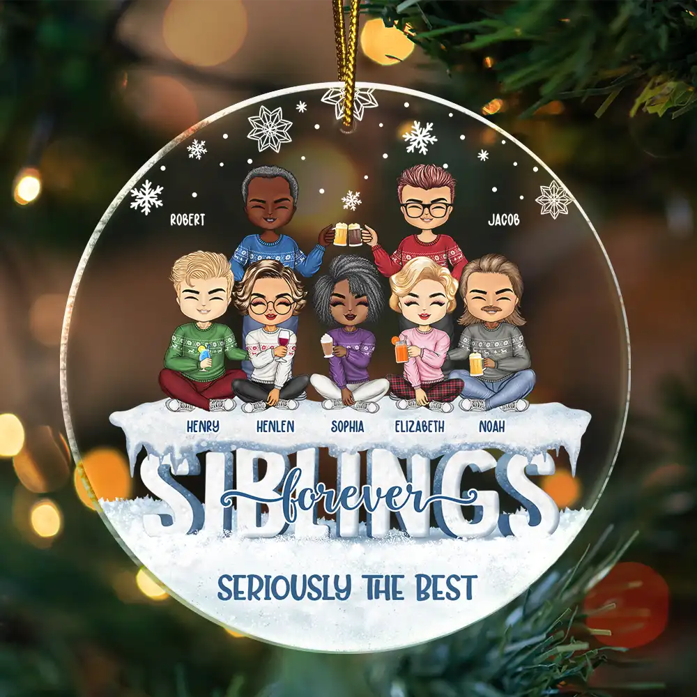 Besties Forever - Christmas Gift For Best Friends And Sisters - Personalized Custom Circle Acrylic Ornament - Image 3