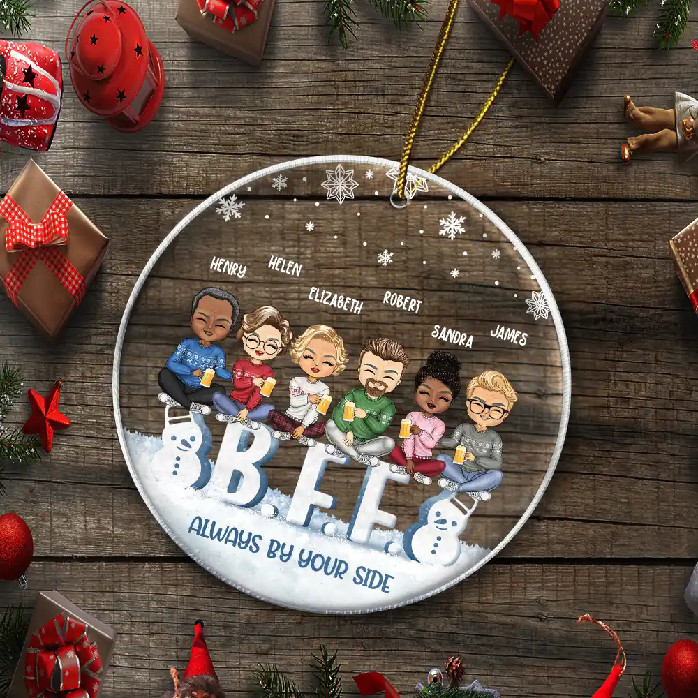 Besties Forever - Christmas Gift For Best Friends And Sisters - Personalized Custom Circle Acrylic Ornament - Image 5
