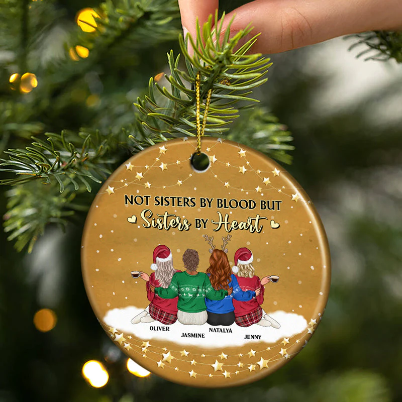 Besties Forever - Christmas Gift For Best Friends - Personalized Custom Circle Ceramic Ornament - Image 2