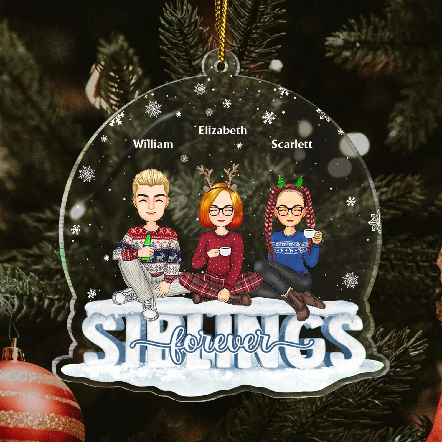 Besties Forever - Christmas Gift For Best Friends, Sisters, Colleagues - Personalized Custom Shaped Acrylic Ornament - Image 3