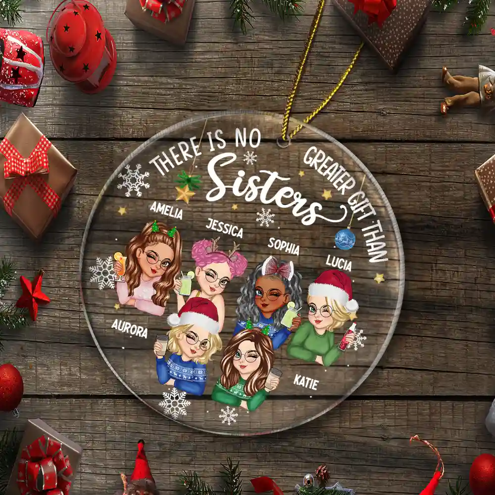 Besties Forever Christmas - Personalized Circle Acrylic Ornament - Image 5