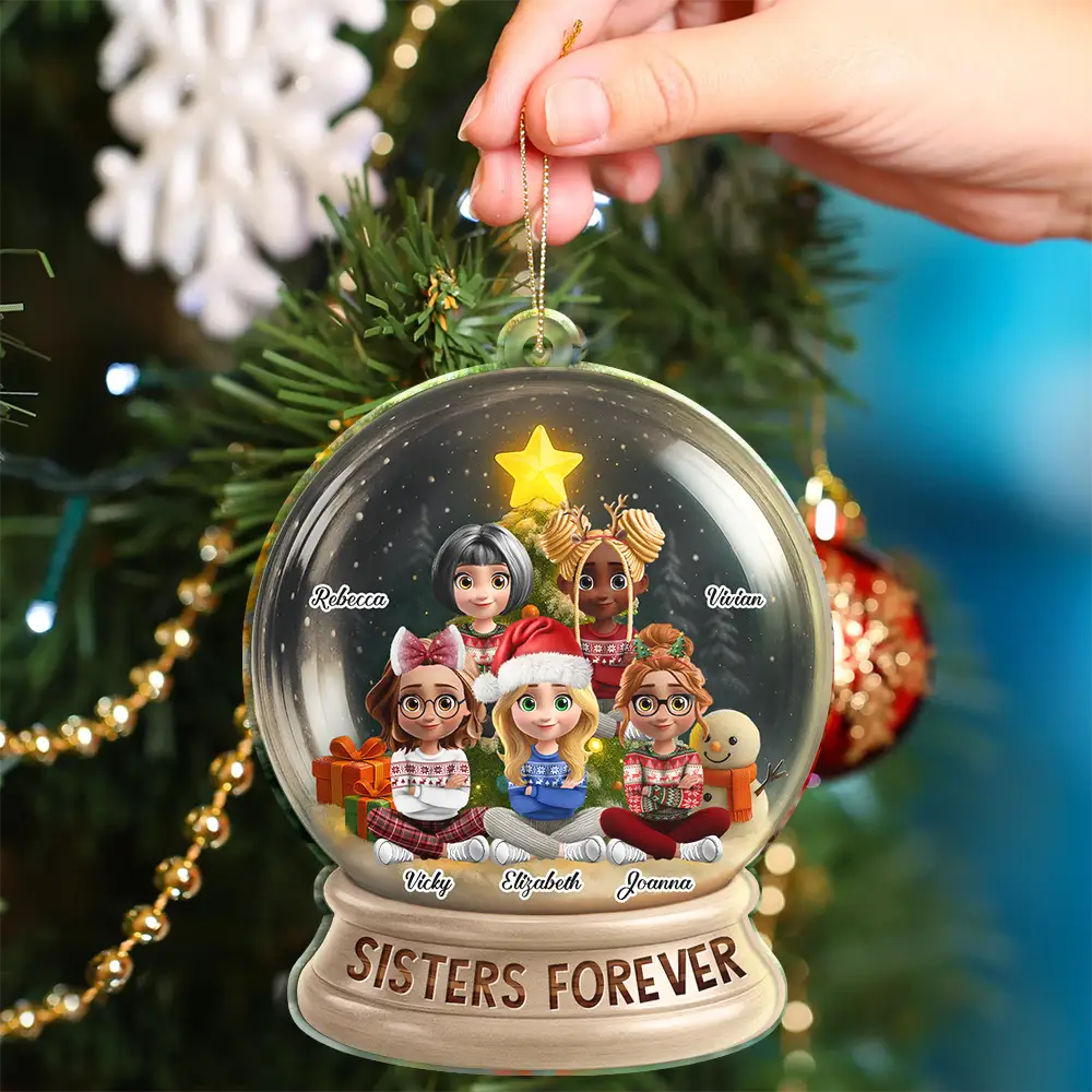Besties Forever Funny 3D Cartoon Christmas - Personalized Custom Shaped Acrylic Ornament - Image 4