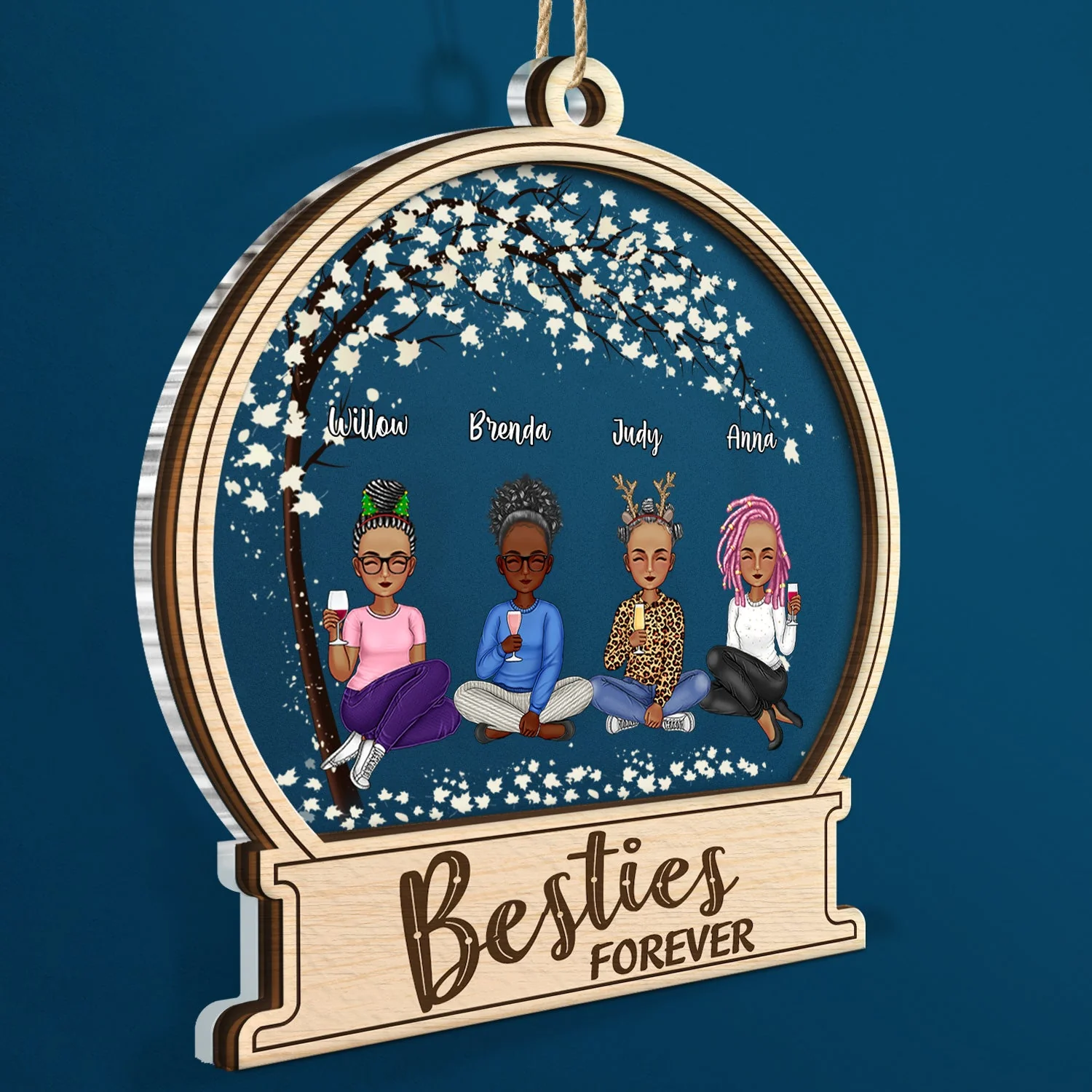 Besties Forever - Gift For Besties - Personalized 2-Layered Mix Ornament - Image 2