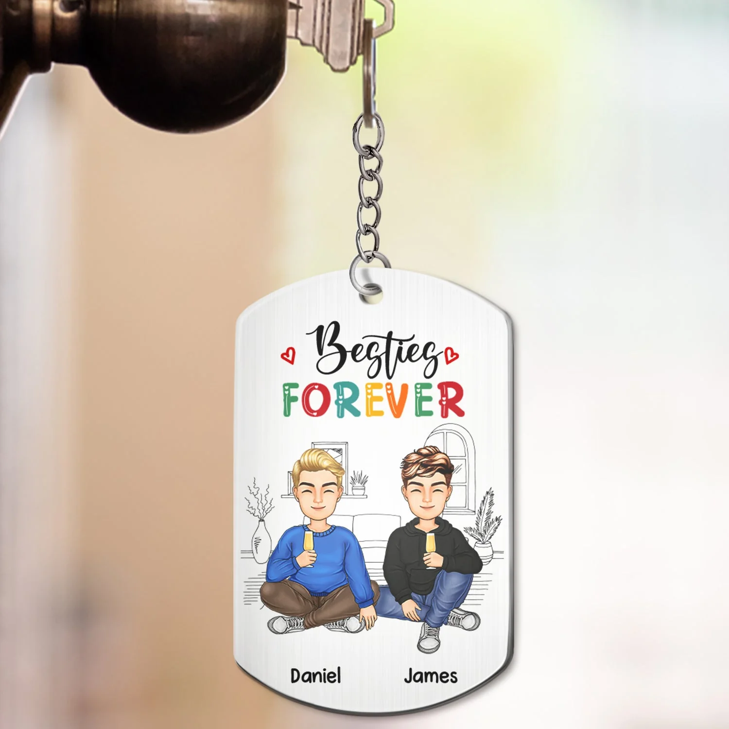 Besties Forever - Gift For Besties - Personalized Aluminum Keychain - Image 3