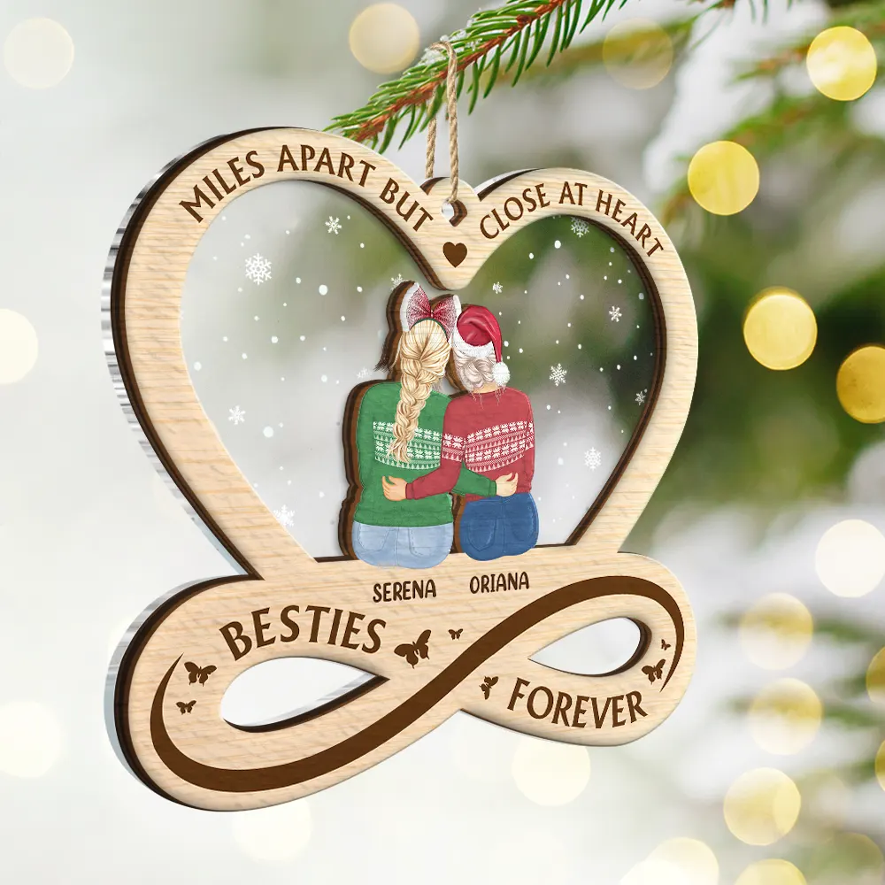 Besties Forever Not Sisters By Blood But Sisters By Heart - Personalized 2-Layered Mix Ornament - Image 2