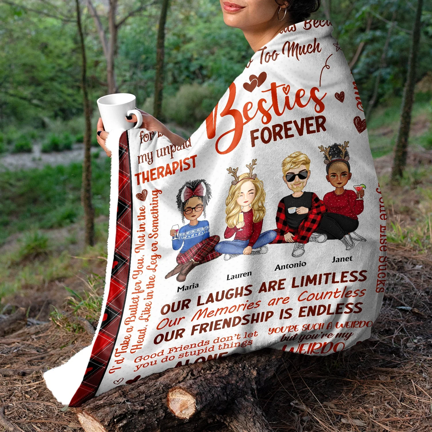 Besties Forever Partners In Crime - Birthday, Loving Gift For Best Friends, Colleagues, Sibling, Family - Personalized Fleece Blanket - Image 5
