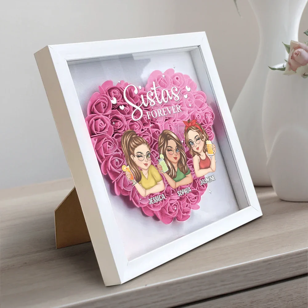 Besties Forever - Personalized Flower Shadow Box - Image 2