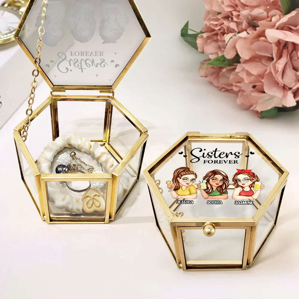 Besties Forever - Personalized Glass Jewelry Box - Image 2