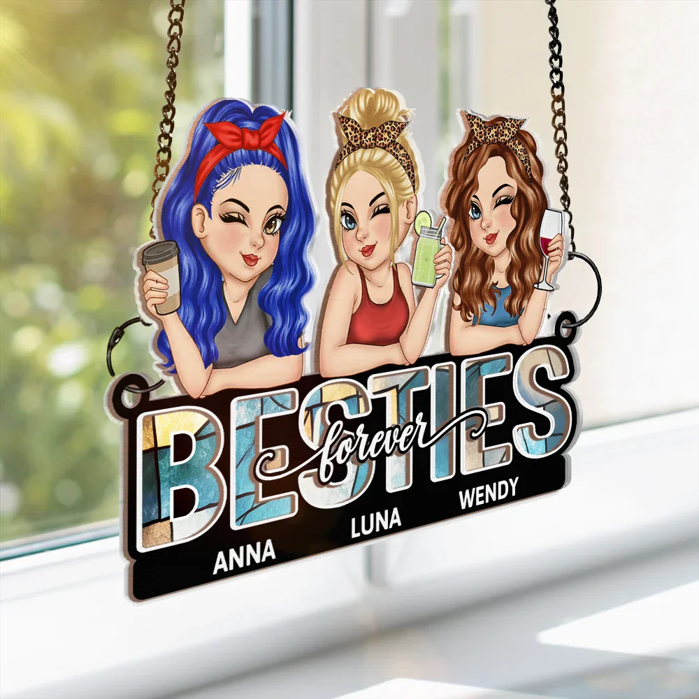 Besties Forever - Personalized Window Hanging Suncatcher Ornament - Image 3