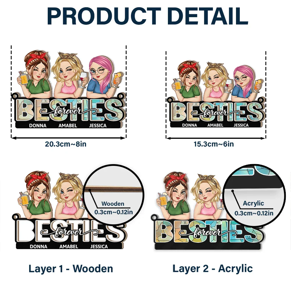 Besties Forever - Personalized Window Hanging Suncatcher Ornament - Image 5