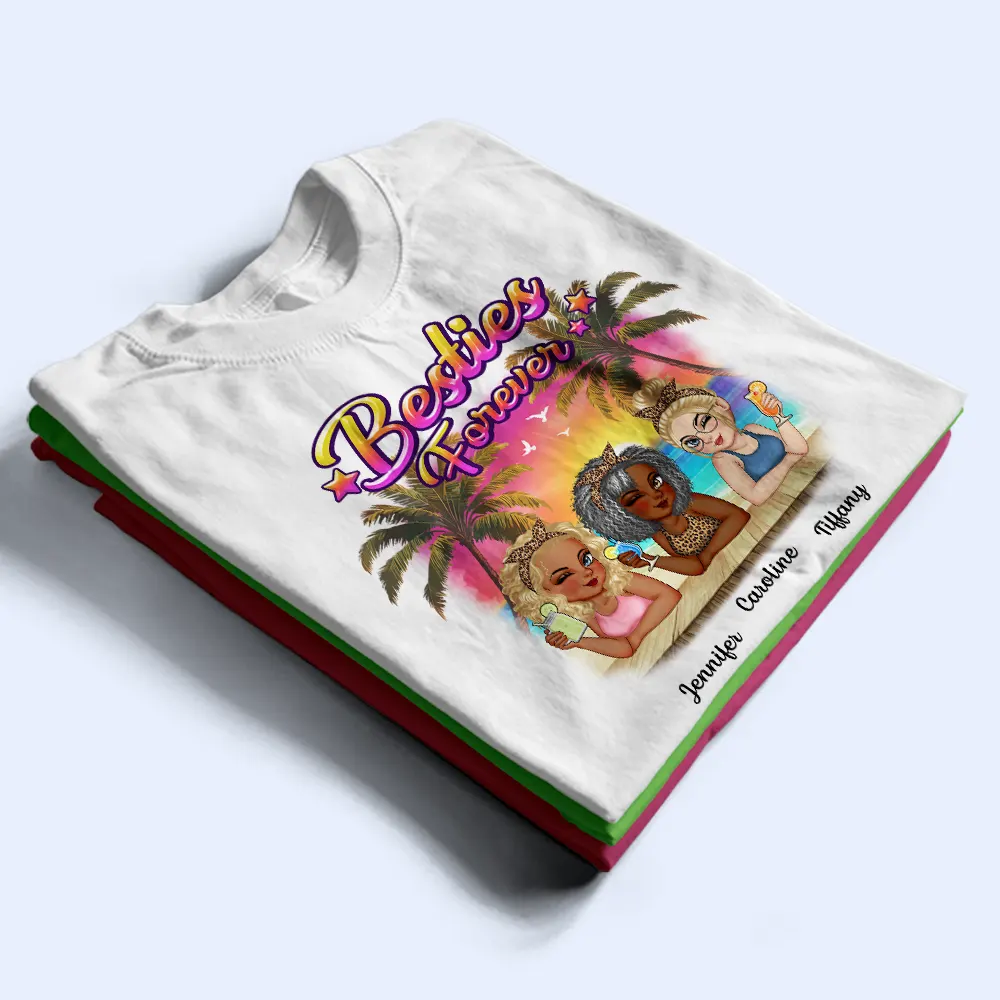 Besties Forever Summer Beach Vibe - Personalized T Shirt - Image 2