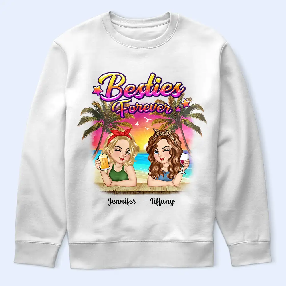 Besties Forever Summer Beach Vibe - Personalized T Shirt - Image 5