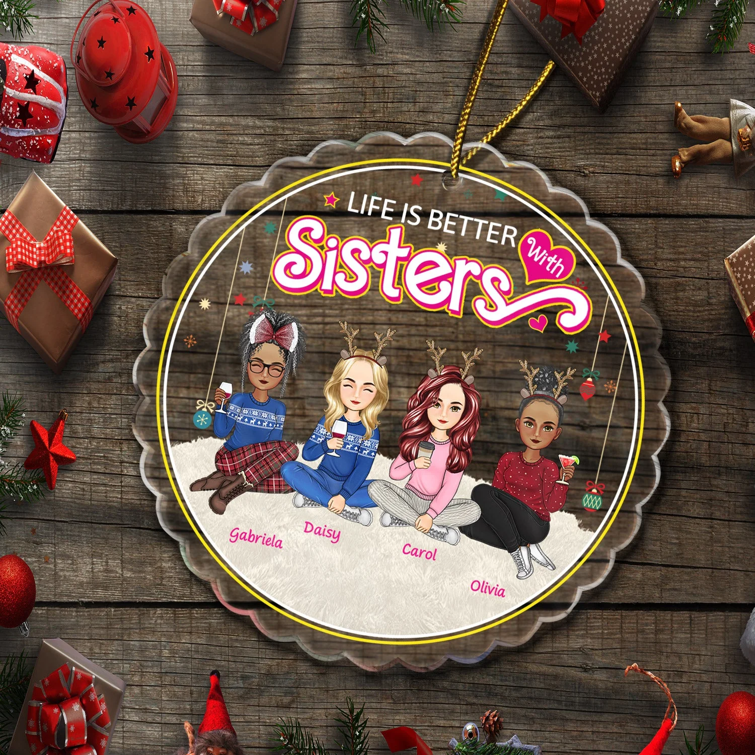 Besties Forever Thank You For Being My Unpaid Therapist - Christmas Gift For Bestie, Colleague, Sibling - Personalized Custom Shaped Acrylic Ornament - Image 5