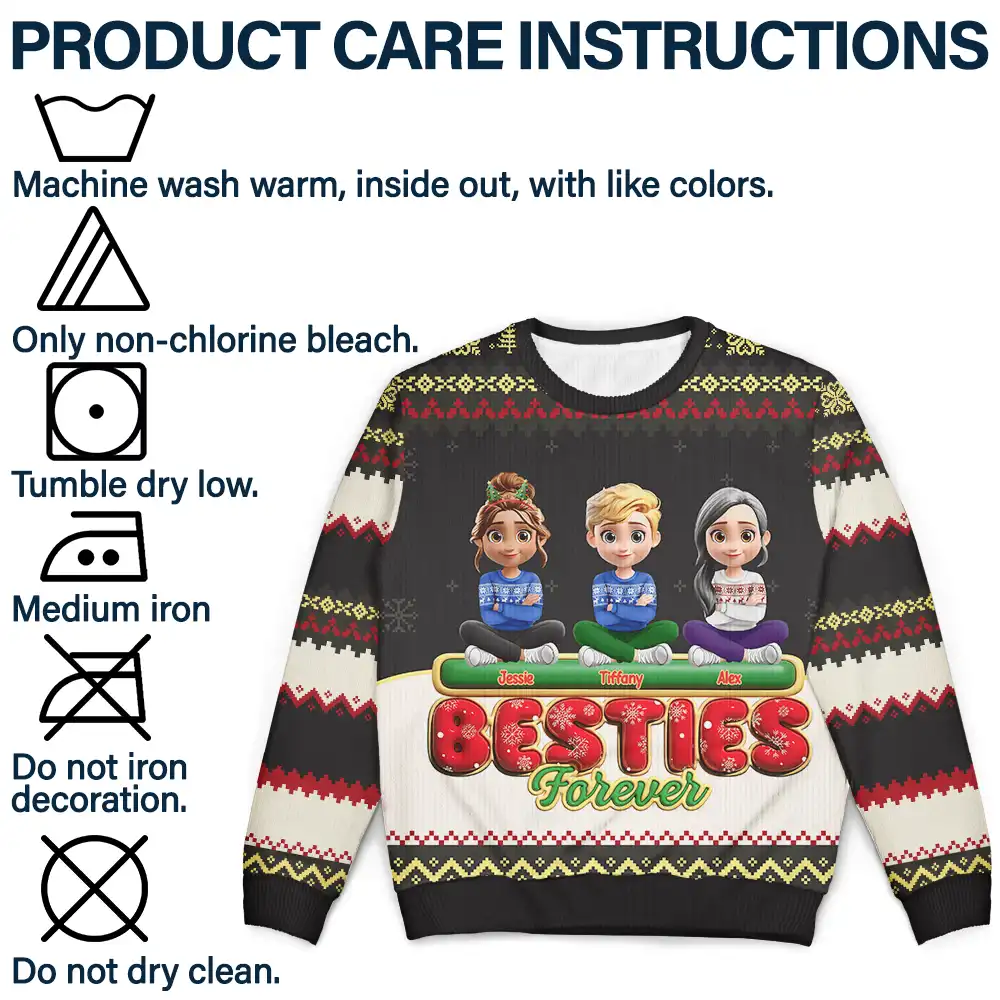 Besties Friends Siblings Forever 3D Effect - Personalized Unisex Ugly Sweater - Image 8