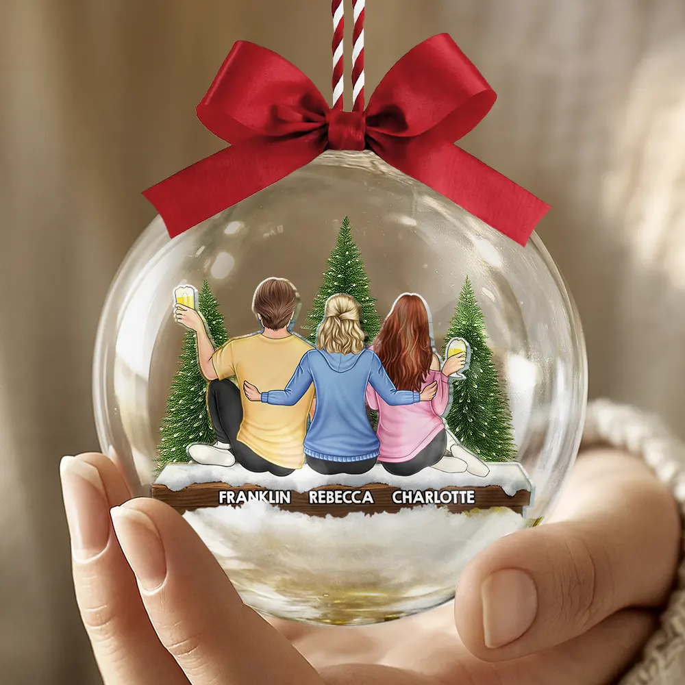 Besties Friends Sisters Together - Personalized 3D Acrylic Ball Ornament - Image 4