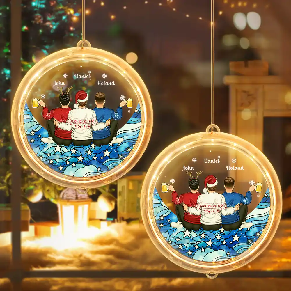 Besties Friends Sitting Together - Personalized LED Pendant Light - Image 4